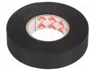 Tape: textile; W: 19mm; L: 30m; Thk: 0.15mm; caoutchouc; black; 30% SCAPA