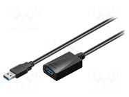 Cable; USB 3.0; USB A socket,USB A plug; 5m; black; PVC; 5Gbps GOOBAY