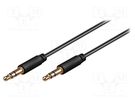 Cable; Jack 3.5mm 3pin plug,both sides; 3m; Plating: gold-plated Goobay