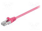 Patch cord; SF/UTP; 5e; stranded; CCA; PVC; pink; 0.25m; 26AWG Goobay