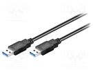 Cable; crossover,USB 3.0; USB A plug,both sides; 5m; black; 5Gbps Goobay
