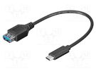 Cable; OTG,USB 3.0; USB A socket,USB C plug; 0.2m; black; 5Gbps Goobay