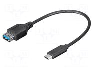 Cable; OTG,USB 3.0; USB A socket,USB C plug; 0.2m; black; PVC GOOBAY