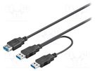 Cable; USB 3.0; USB A socket,USB A plug x2; 0.3m; black; 5Gbps Goobay