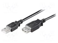 Cable; USB 2.0; USB A socket,USB A plug; 0.3m; black; Cu; PVC GOOBAY