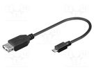 Cable; USB 2.0; USB A socket,USB B micro plug; 0.2m; black; PVC Goobay