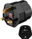 Mains Adapter UK, Black - safety socket (Type F, CEE 7/3) > UK 3-pin male (Type G, BS 1363)