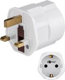 Mains Adapter UK, White - safety socket (Type F, CEE 7/3) > UK 3-pin male (Type G, BS 1363)