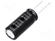 Capacitor: electrolytic; THT; 220uF; 200VDC; Ø16x35.5mm; ±20%; PF Elite
