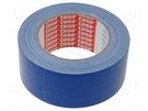 Tape: fixing; W: 50mm; L: 50m; Thk: 0.26mm; natural rubber; blue; 9% TESA