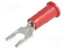 Tip: fork; M3,5; Ø: 3.66mm; crimped; for cable; insulated; red KEYSTONE