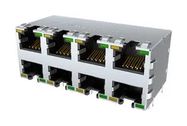 RJ45 CONN, R/A JACK, 8P8C, 2X4 STACK, TH