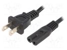 Cable; 2x0.75mm2; IEC C7 female,NEMA 1-15 (A) plug; PVC; 1.8m ESPE
