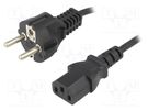 Cable; 3x0.75mm2; CEE 7/7 (E/F) plug,IEC C13 female; PVC; 1.8m ESPE