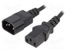 Cable; 3x0.75mm2; IEC C13 female,IEC C14 male; PVC; 1.8m; black ESPE