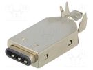 Plug; USB C; for cable; soldering; straight; USB 3.1; gold flash KEYSTONE