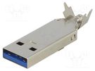 Plug; USB A; for cable; soldering; straight; USB 3.0; 1A; 30V KEYSTONE
