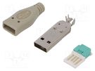 Plug; USB A; male; for cable; without tools; PIN: 4; straight; grey LOGILINK