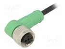 Connection lead; M12; PIN: 3; angled; 1.5m; plug; 250VAC; 4A; PVC PHOENIX CONTACT