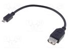 Cable; OTG,USB 2.0; USB A socket,USB B micro plug; 0.2m; black Goobay
