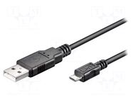 Cable; USB 2.0; USB A plug,USB B micro plug; 0.3m; black; Cu; PVC GOOBAY