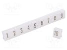 Marker; white; Width: 4.5mm; PCV; Marking: 1-10; -30÷100°C; push-in POKÓJ