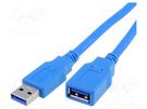 Cable; USB 3.0; USB A socket,USB A plug; nickel plated; 1.5m AMPHENOL