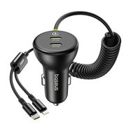 60W Baseus USB-C car charger + Lightning cable (Black), Baseus