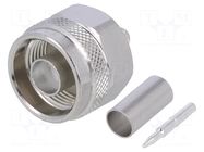 Connector: N; plug; male; straight; 50Ω; crimped; for cable; PTFE TELEGÄRTNER