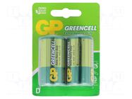 Battery: zinc-carbon; D; 1.5V; non-rechargeable; 2pcs; GREENCELL GP