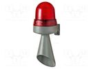 Signaller: lighting-sound; 230VAC; horn,continuous light; red WERMA