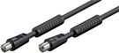 Antenna Cable with Ferrite (80 dB), Double Shielded, 2.5 m, black - coaxial plug > coaxial socket (fully shielded)