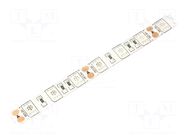 LED tape; red; 5050; LED/m: 60; 10mm; white PCB; IP65; 14.4W/m; 12VDC WISVA OPTOELECTRONICS