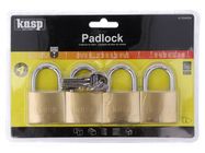 Padlock; shackle; Quan: 4pcs; brass; Protection: low (level 4) KASP