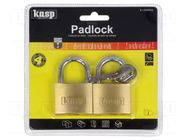 Padlock; shackle; Quan: 2pcs; brass; Protection: low (level 4) KASP