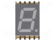 Display: LED; 7-segment; 10mm; 0.39"; No.char: 1; blue; 8.4÷26.8mcd LITEON