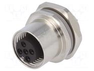 Connector: M12; socket; PIN: 4; female; 250V; straight; IP67; 4A TE Connectivity