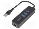 USB to Fast Ethernet adapter with USB hub; USB 3.0 LOGILINK