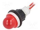 Indicator: LED; prominent; red; 230VAC; Ø13mm; leads 300mm; plastic POLAM-ELTA