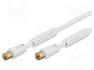 Cable; 75Ω; 5m; coaxial 9.5mm socket,coaxial 9.5mm plug; white Goobay