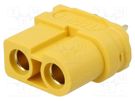 Plug; DC supply; XT60; female; PIN: 2; for cable; soldering; yellow AMASS