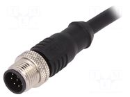 Connector: M12; plug; male; PIN: 8; straight; 2A; 30V; IP67; cables BULGIN