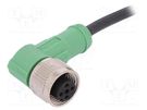 Connection lead; M12; PIN: 4; angled; 5m; plug; 250VAC; 4A; -25÷90°C PHOENIX CONTACT