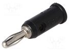 Plug; 4mm banana; 5A; 5kV; black; Max.wire diam: 3mm; on cable; 1325 POMONA