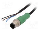 Connection lead; M12; PIN: 3; straight; 1.5m; plug; 250VAC; 4A; PVC PHOENIX CONTACT