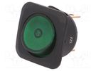 ROCKER; SPST; Pos: 2; ON-OFF; 25A/12VDC; green; neon lamp; 50mΩ SCI