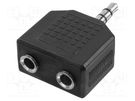 Adapter; Jack 3.5mm socket x2,Jack 3.5mm plug; black LOGILINK