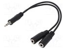 Cable; Jack 3.5mm socket x2,Jack 3.5mm plug; 200mm; black LOGILINK