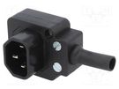 Connector: AC supply; plug; male; 10A; 250VAC; IEC 60320; for cable SCHURTER