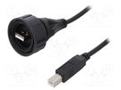 Adapter cable; USB A plug (sealed),USB B plug; 2m; IP68 BULGIN